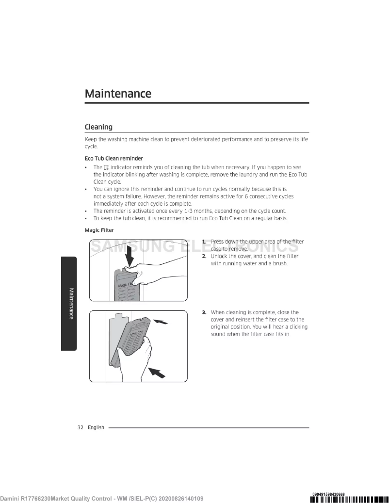 Page 1 de la notice Manuel utilisateur Samsung WA70A4002GS
