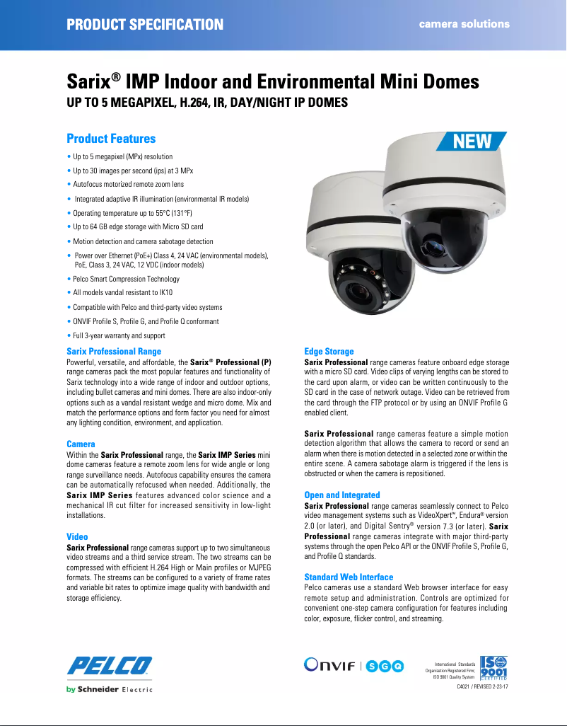 Page n°1 - Manuel utilisateur Pelco Sarix IMP321