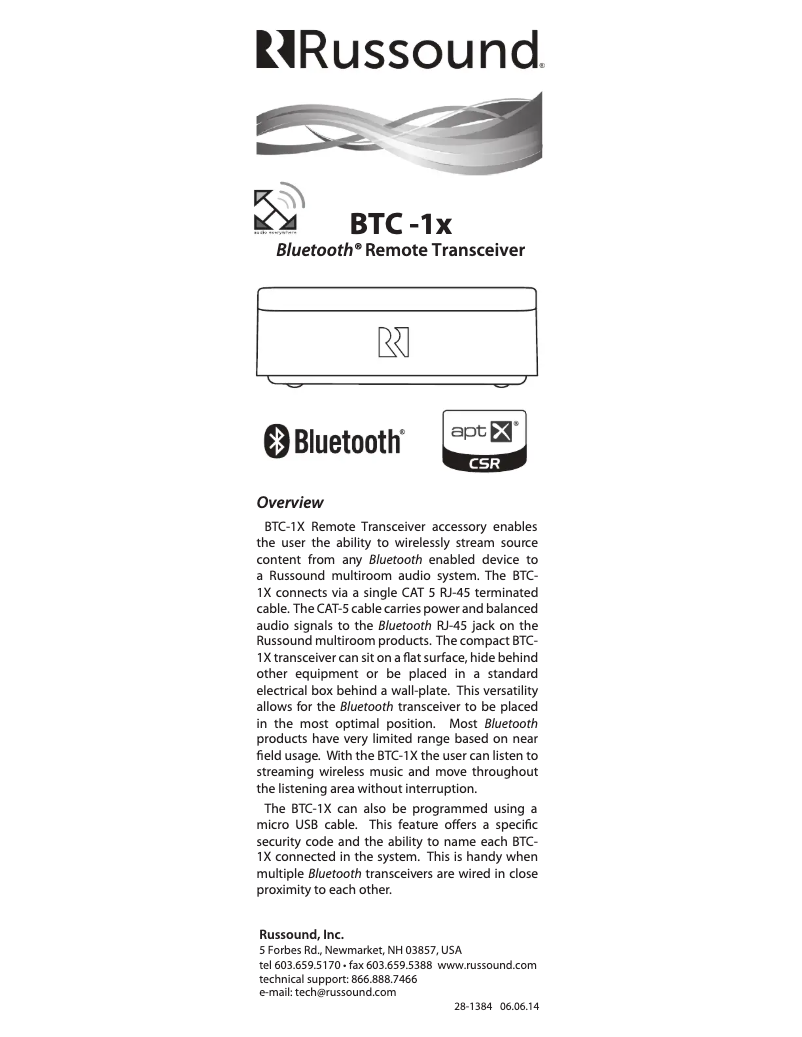 Image de la première page du manuel de l'appareil BTC-1X