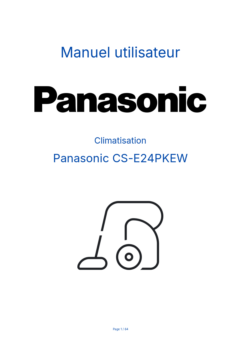 Page n°1 - Manuel utilisateur Panasonic CS-E24PKEW