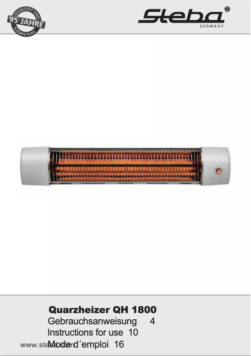 Page 1 de la notice Manuel utilisateur Steba QH 1800