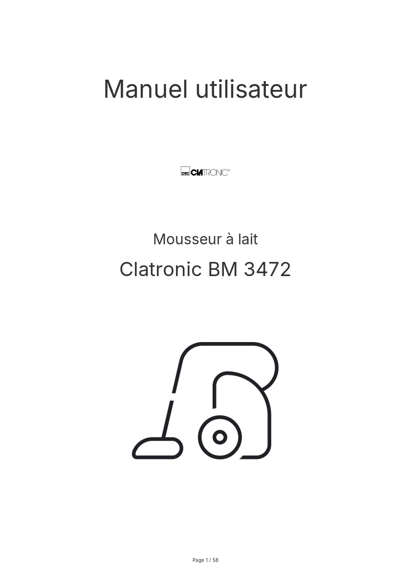 Page n°1 - Manuel utilisateur Clatronic BM 3472