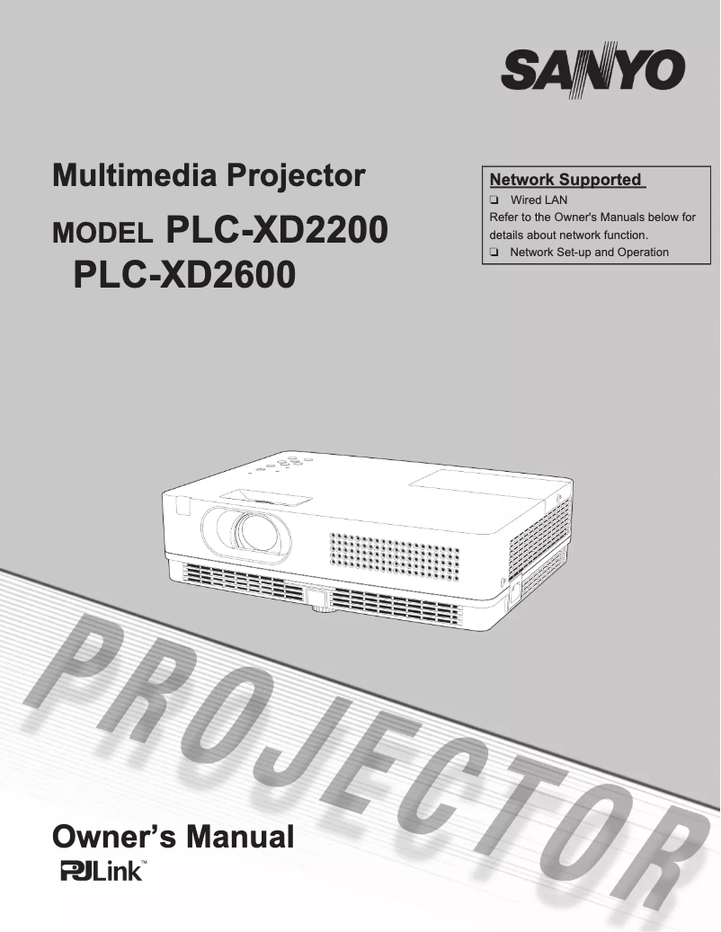 Page n°1 - Manuel utilisateur Sanyo PLC-XD2600