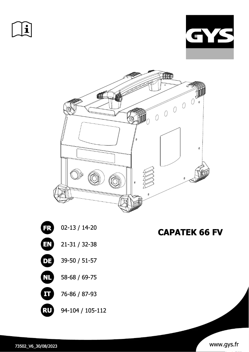Page 1 de la notice Manuel utilisateur GYS Capatek 66 FV
