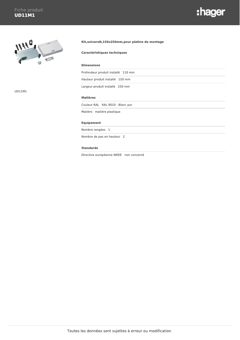 Image de la première page du manuel de l'appareil UD11M1