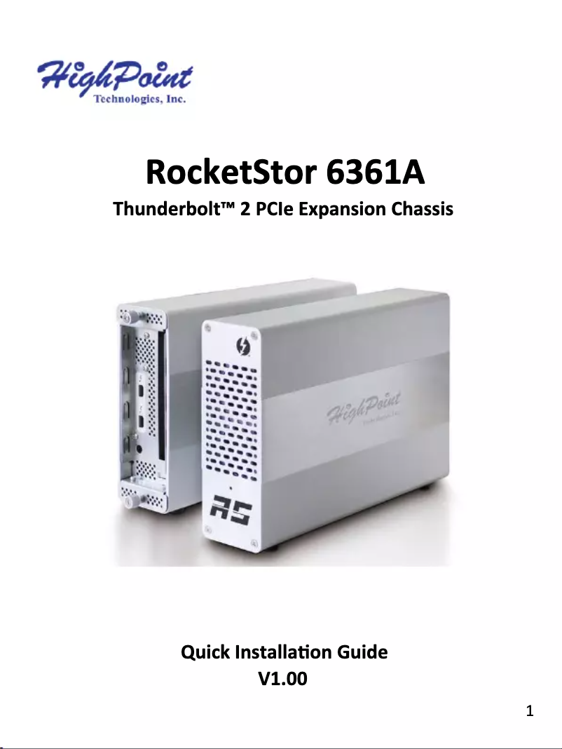 Page n°1 - Manuel utilisateur Highpoint RocketStor 6361A