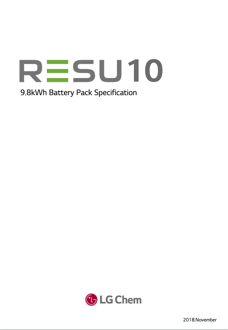 Page 1 de la notice Fiche technique LG RESU10
