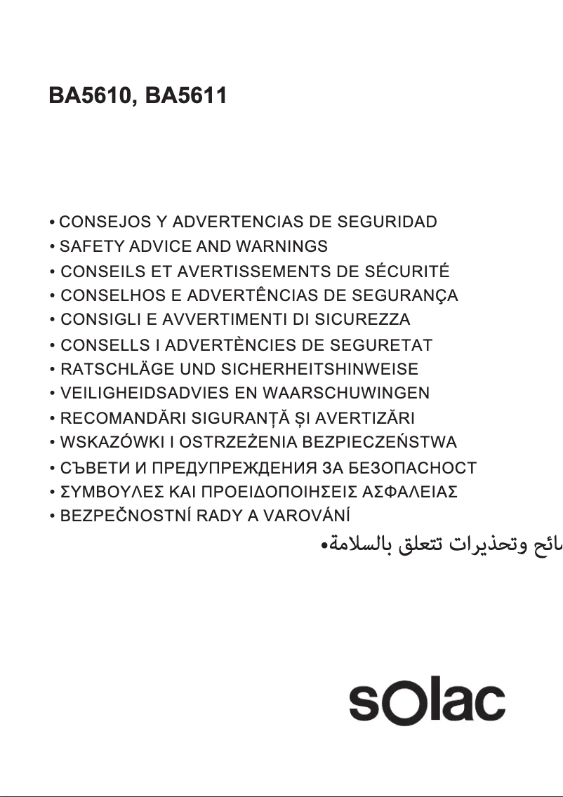 Page 1 de la notice Instructions de sécurité Solac BA5610