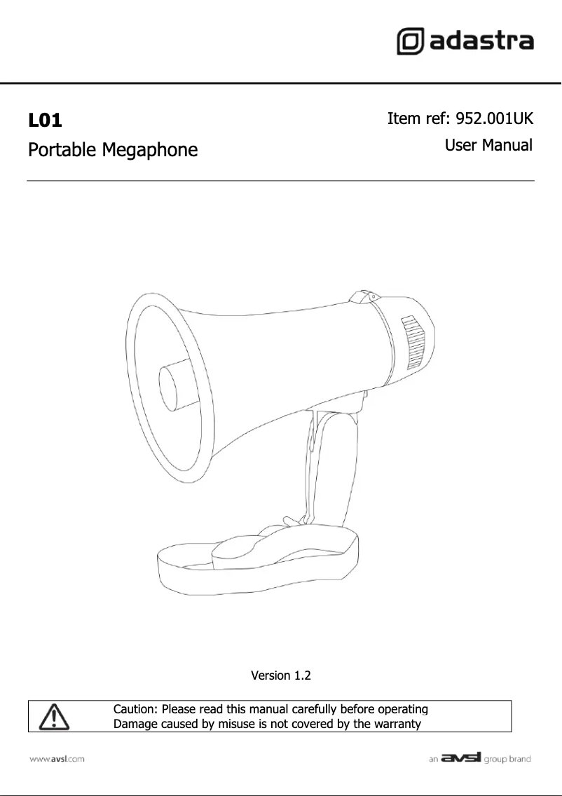 Página 1 del manual Manual de usuario Adastra L01