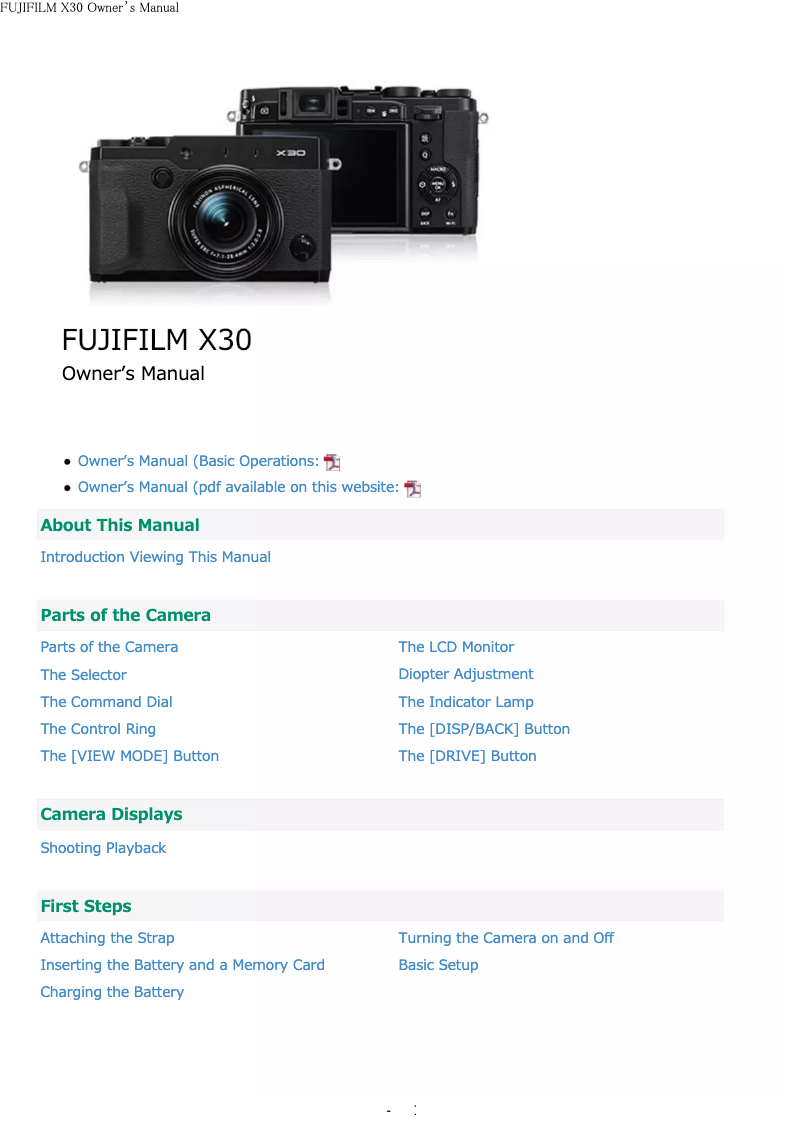 Page n°1 - Manuel utilisateur Fujifilm X30