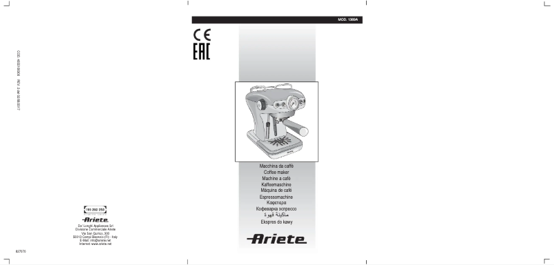 Page n°1 - Manuel utilisateur Ariete Classica 1389