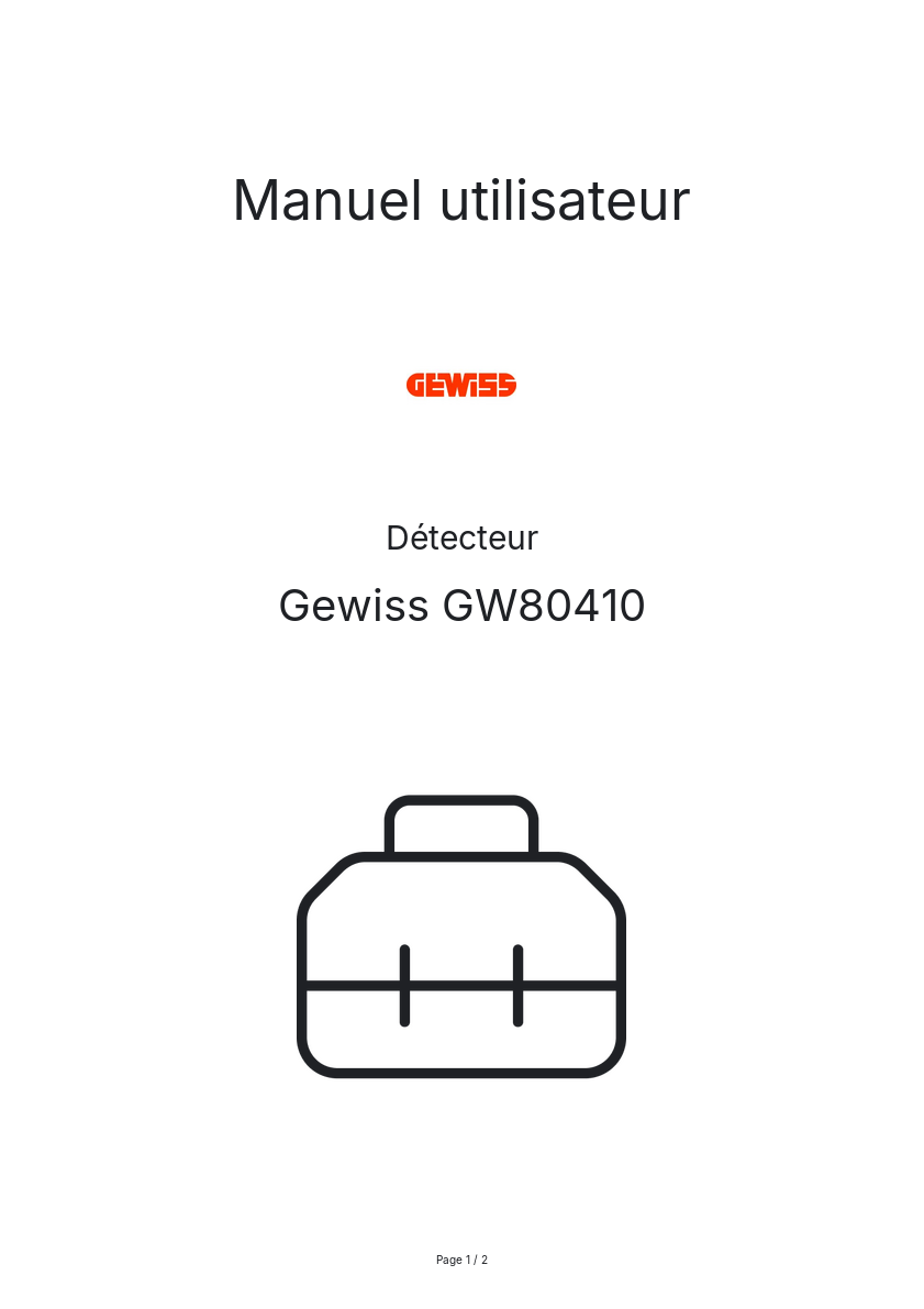 Page n°1 - Manuel utilisateur Gewiss GW80410