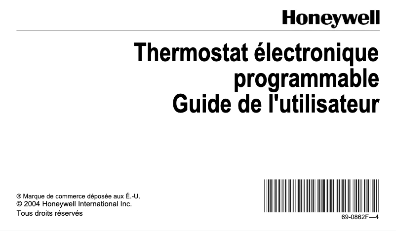 Page 1 de la notice Manuel utilisateur Honeywell T8112D