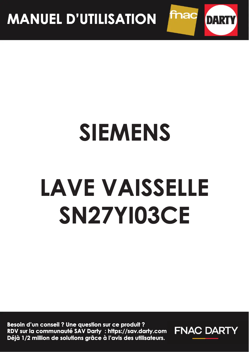 Page n°1 - Manuel utilisateur Siemens SN27YI03CE