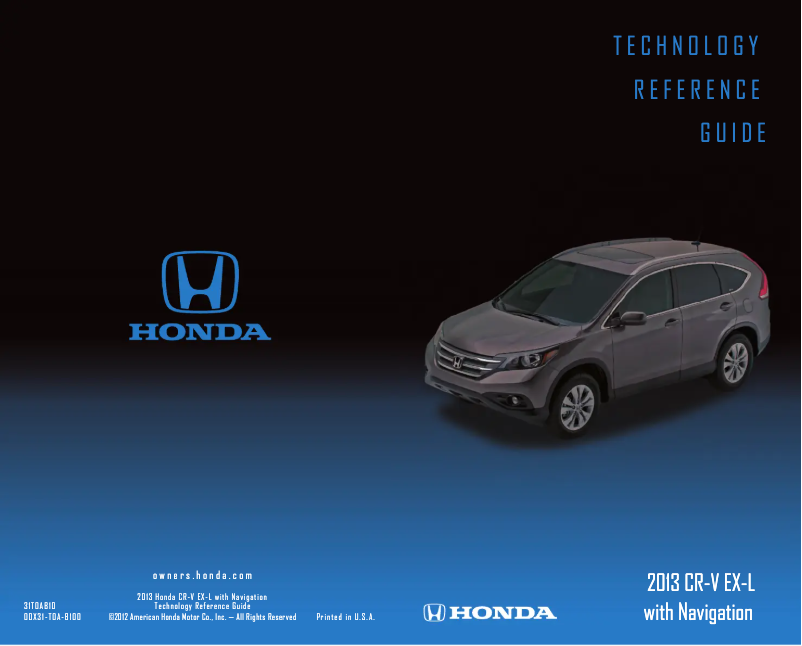 Page 1 de la notice Guide de démarrage rapide Honda CR-V (2013)