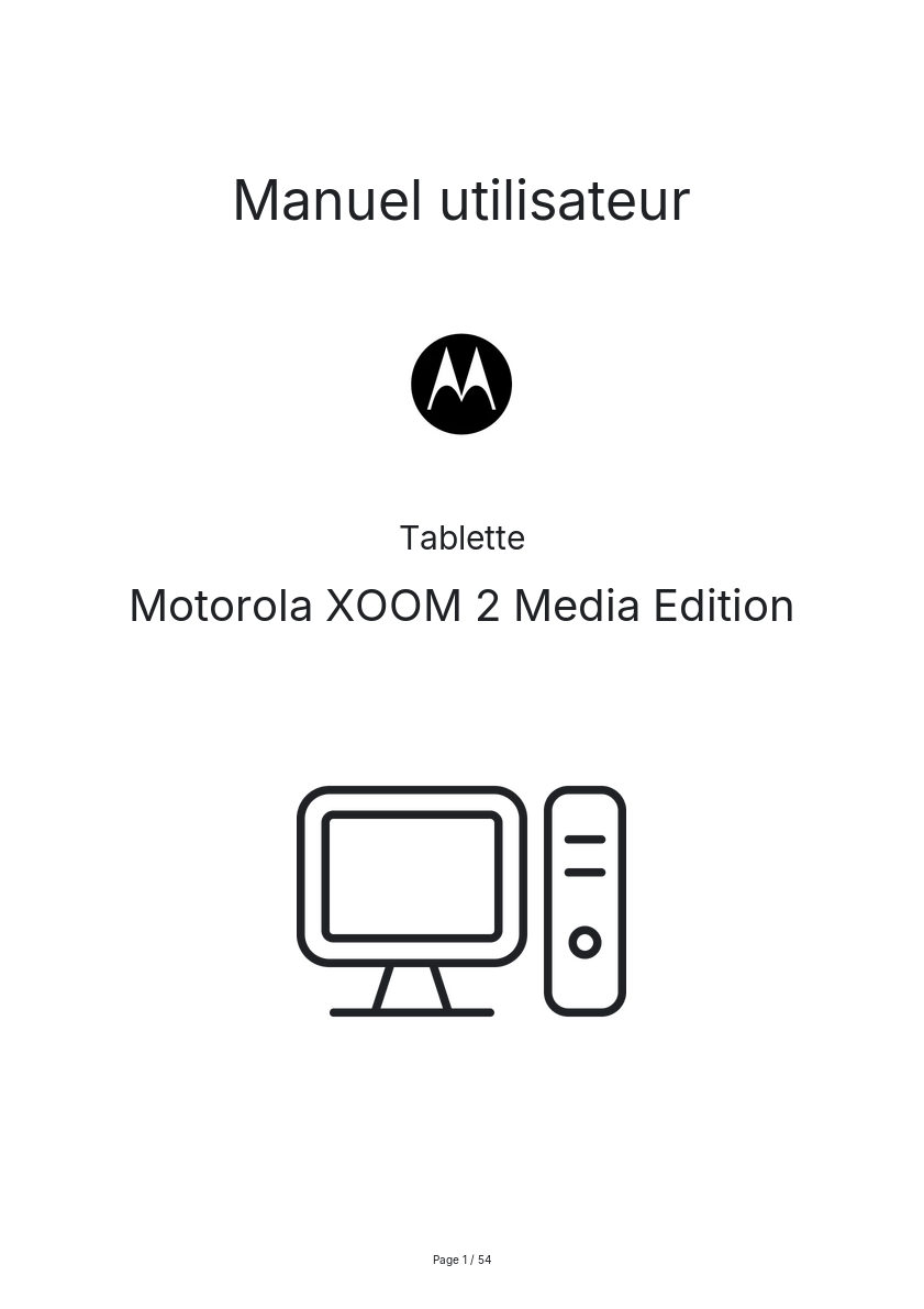 Image de la première page du manuel de l'appareil XOOM 2 Media Edition