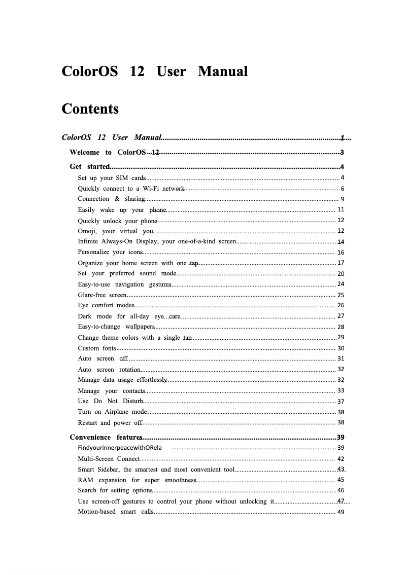 Page 1 de la notice Manuel utilisateur Oppo Reno 8 Lite