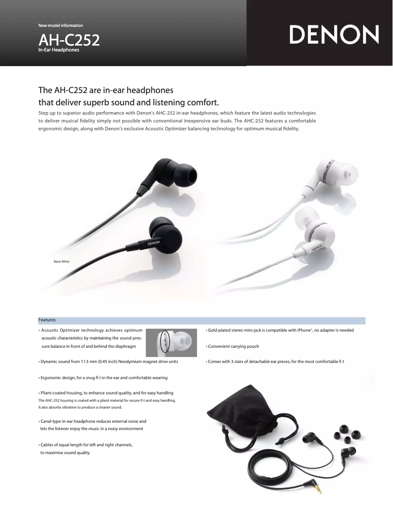 Page 1 de la notice Manuel utilisateur Denon AH-C252