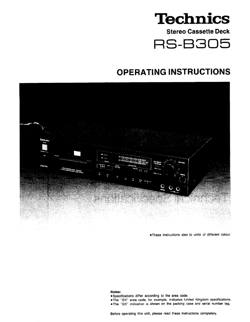 Image de la première page du manuel de l'appareil RS-B305