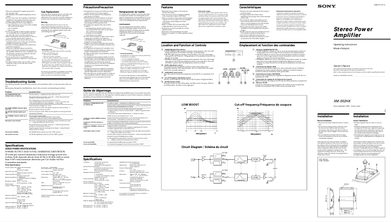 Page 1 de la notice Manuel utilisateur Sony XM-552HX