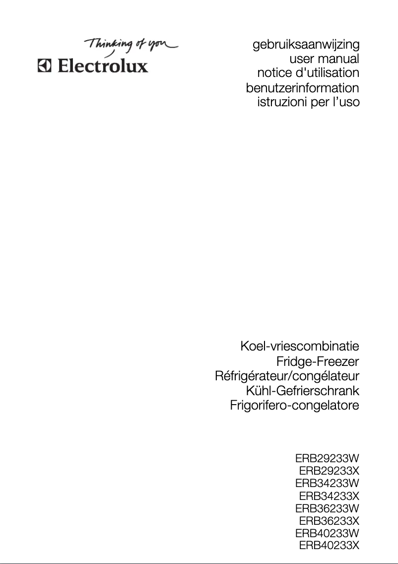 Page 1 de la notice Manuel utilisateur Electrolux ERB36233W