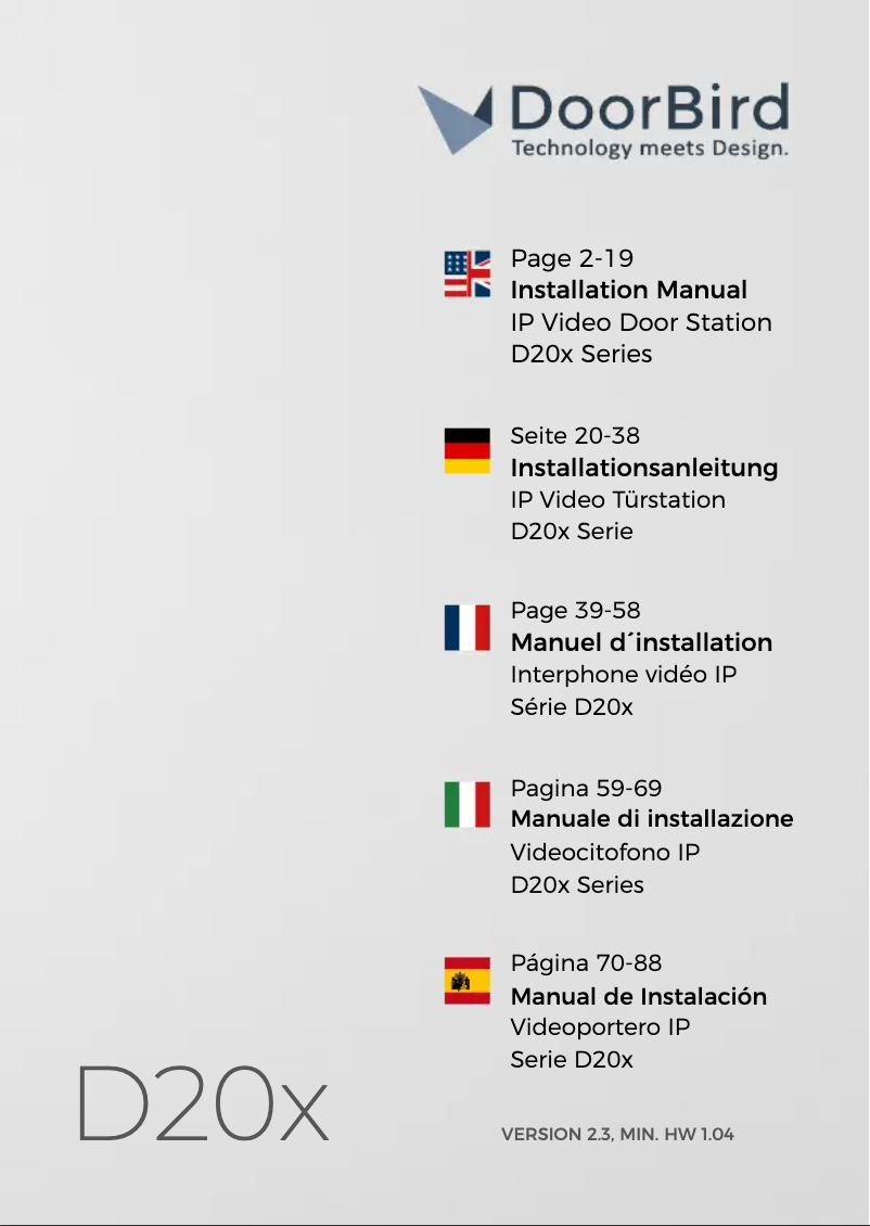Page 1 de la notice Manuel utilisateur DoorBird D205