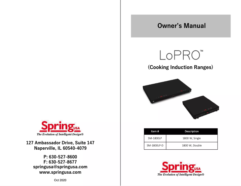 Page n°1 - Manuel utilisateur Spring USA SM-1800LP