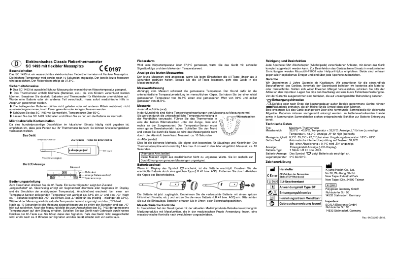 Page 1 de la notice Manuel utilisateur Scala SC 1493