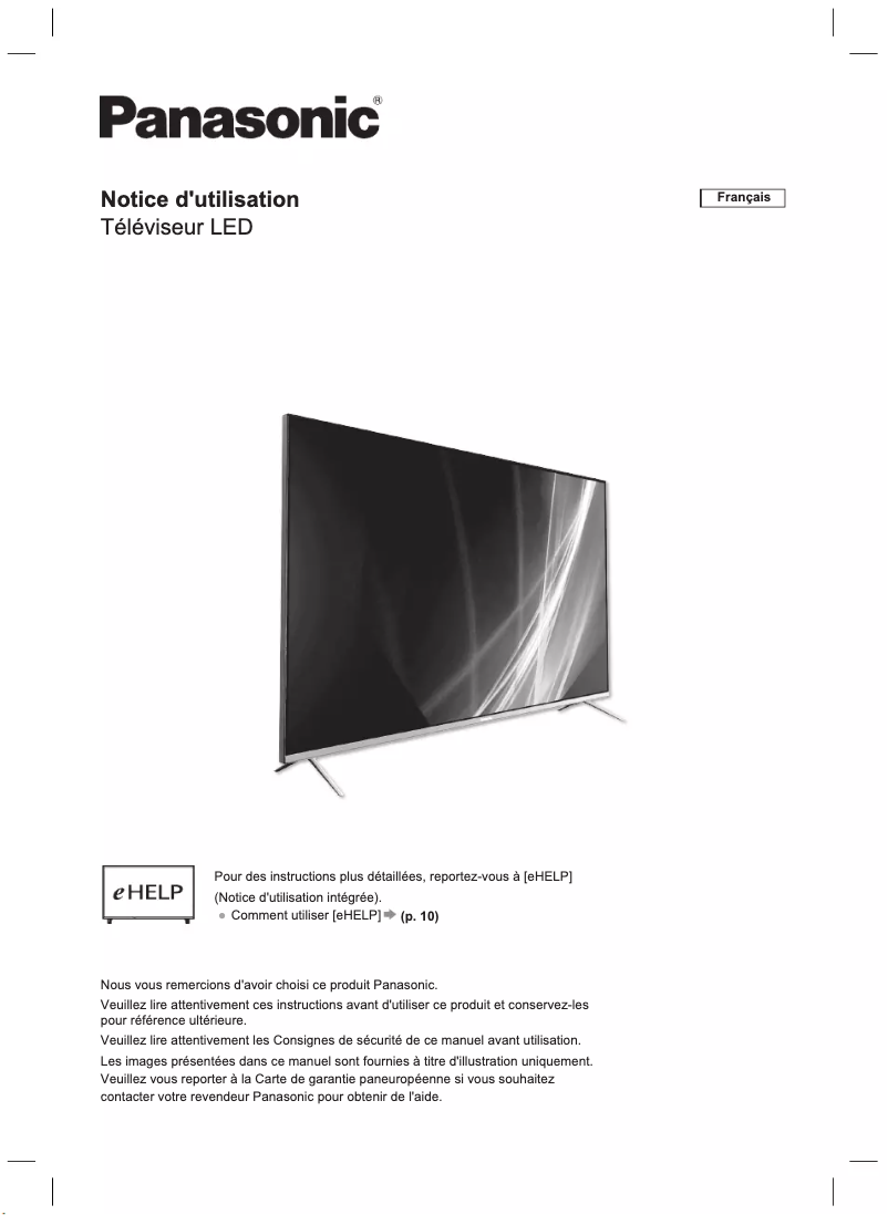 Page 1 de la notice Manuel utilisateur Panasonic TX-65JX700E