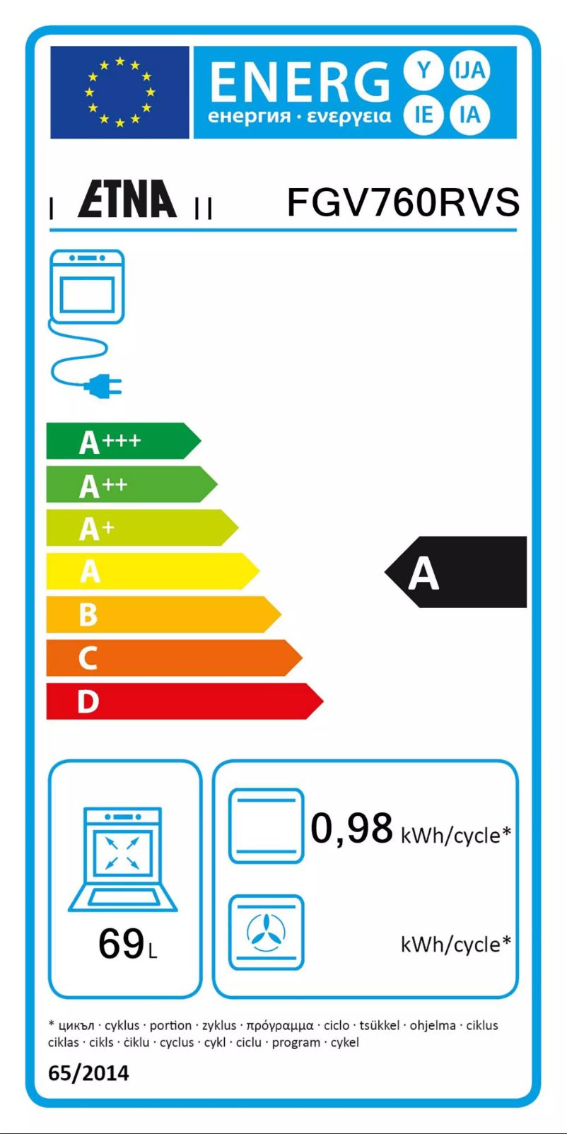 Page n°1 - Label énergétique Etna FGV760RVS