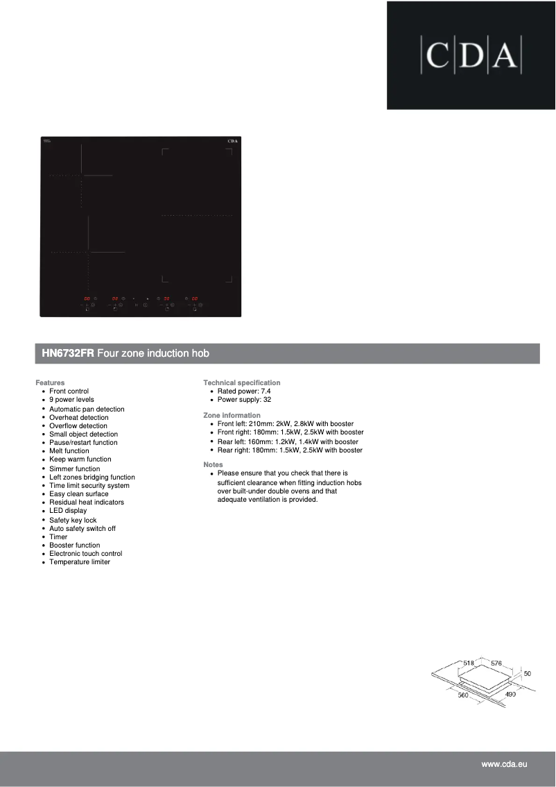 Page n°1 - Fiche technique CDA HN6732FR