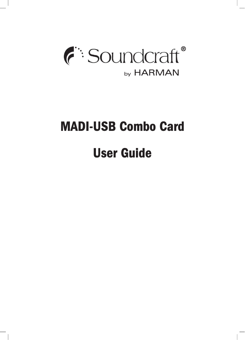 Page n°1 - Manuel utilisateur Soundcraft MADI-USB
