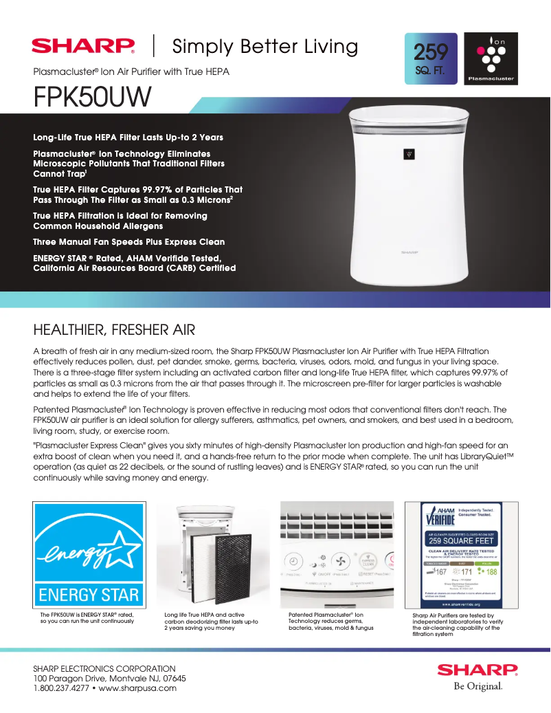 Page 1 de la notice Fiche technique Sharp FP-K50U