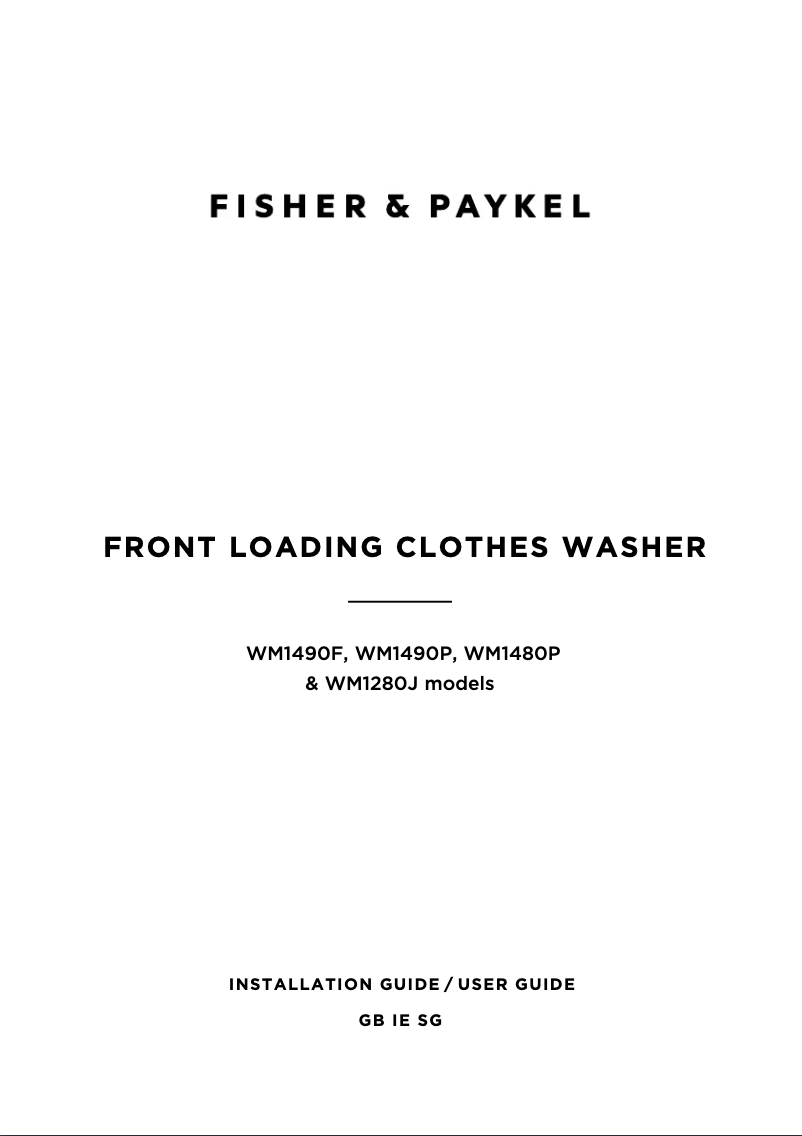 Page n°1 - Guide d'installation Fisher & Paykel WM1280J1