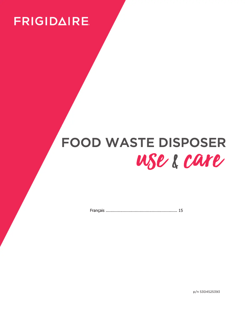 Page 1 de la notice Manuel utilisateur Frigidaire FF03DISPD1