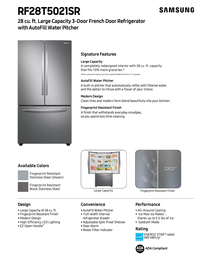 Image de la première page du manuel de l'appareil RF28T5021SR