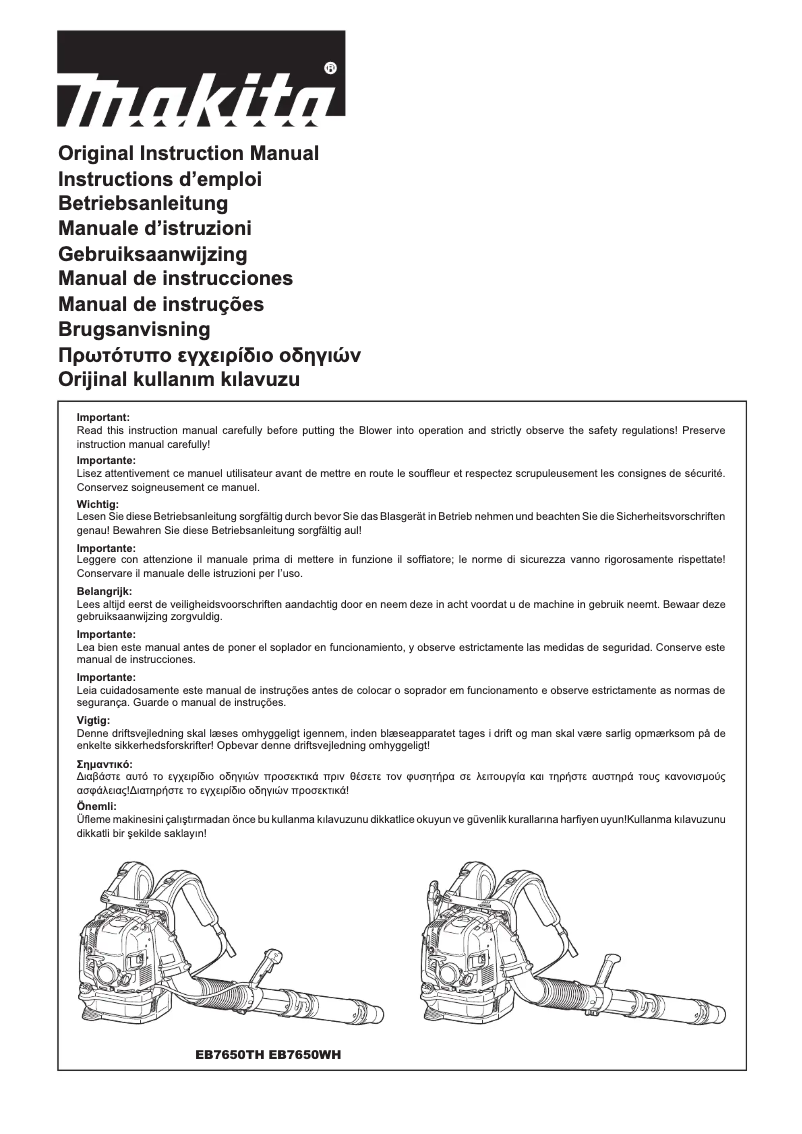 Page n°1 - Manuel utilisateur Makita EB7650TH
