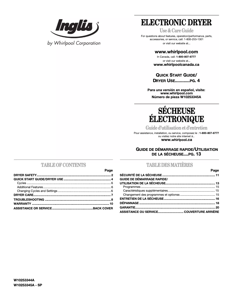 Page 1 de la notice Manuel utilisateur Ignis YIED7300WW