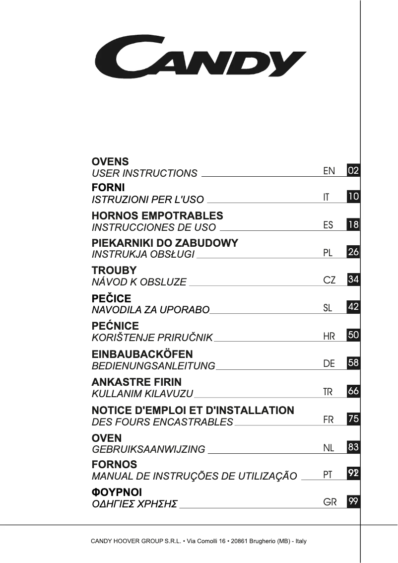 Page 1 de la notice Manuel utilisateur Candy FCXP613X/E