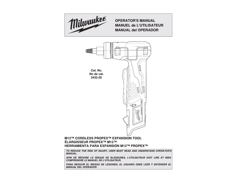 Page n°1 - Manuel utilisateur Milwaukee M12 2432-20