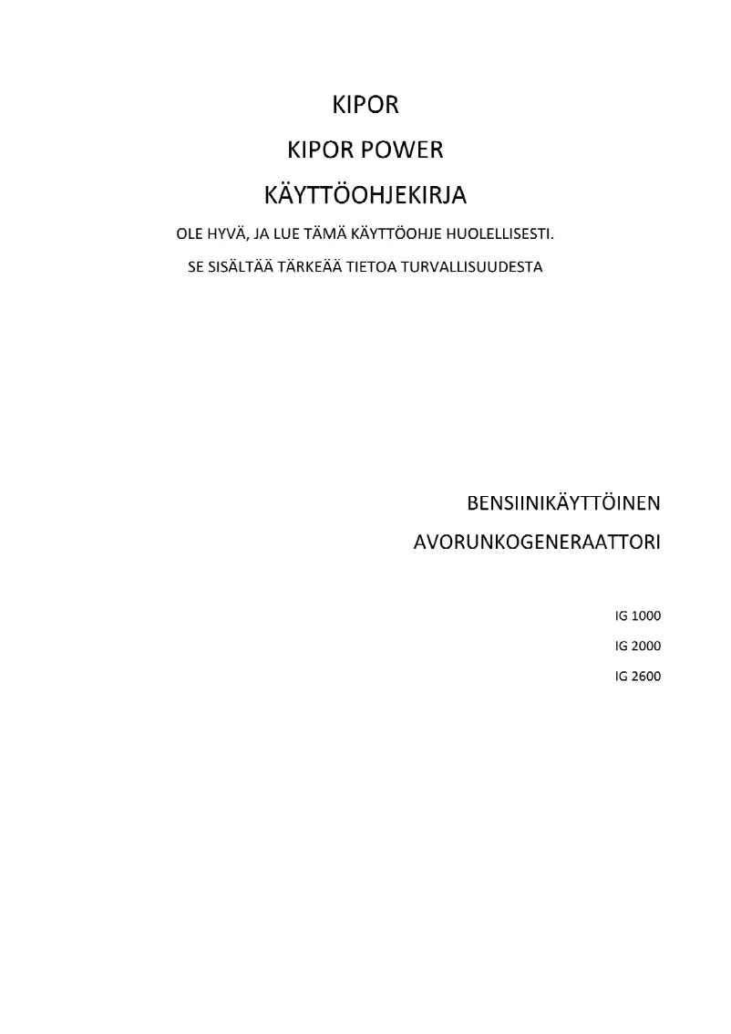 Image de la première page du manuel de l'appareil IG1000