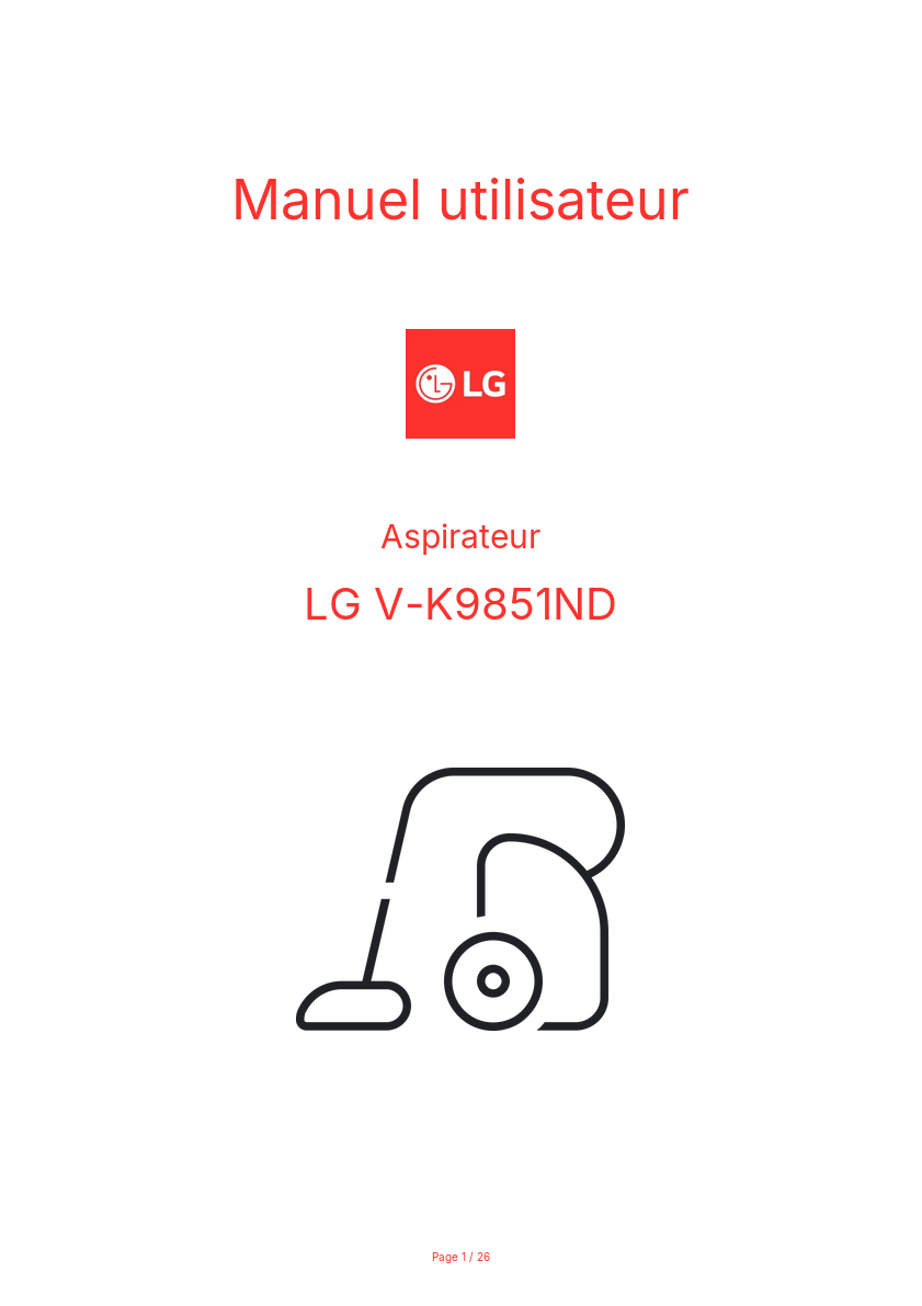 Page n°1 - Manuel utilisateur LG V-K9851ND
