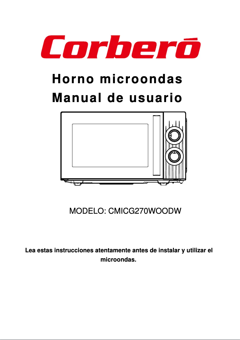 Página 1 del manual Manual de usuario Corbero CMICG270WOODW