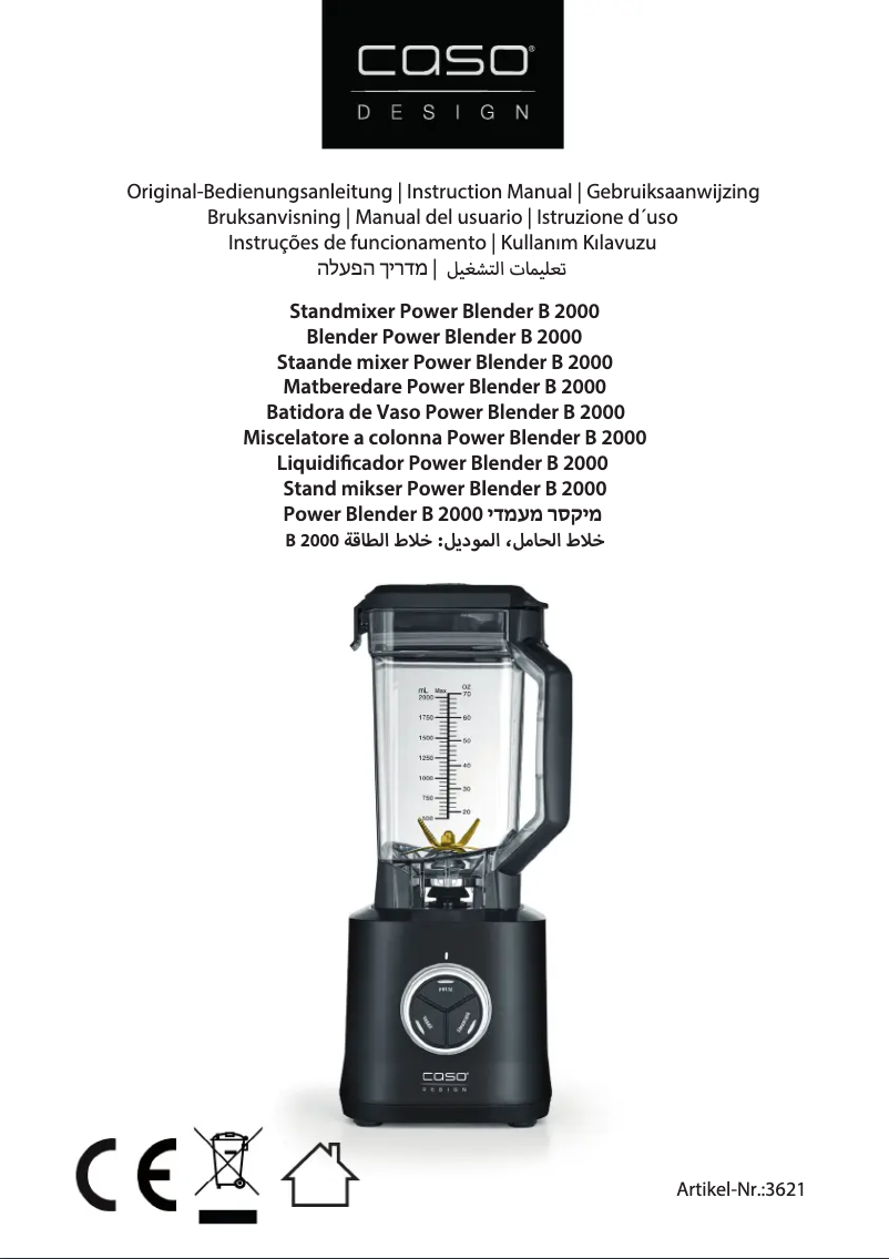Page n°1 - Manuel utilisateur Caso Power Blender B 2000
