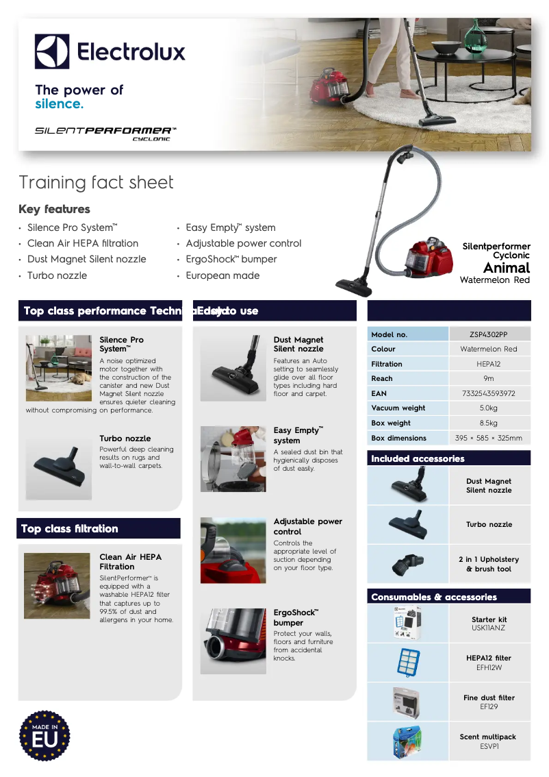 Page n°1 - Manuel utilisateur Electrolux SilentPerformer ZSP4302PP