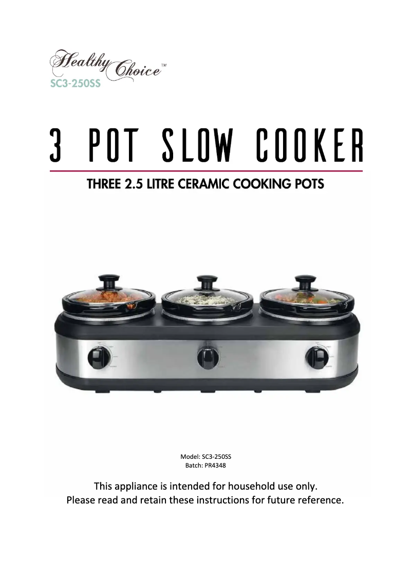 Page n°1 - Manuel utilisateur Healthy Choice SC3-250SS