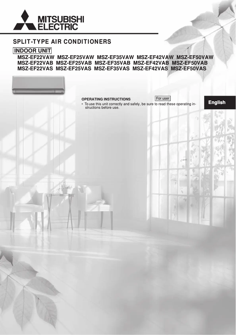 Page 1 de la notice Manuel utilisateur Mitsubishi MSZ-EF35VE2