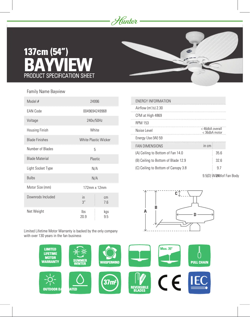 Page n°1 - Manuel utilisateur Hunter Bayview