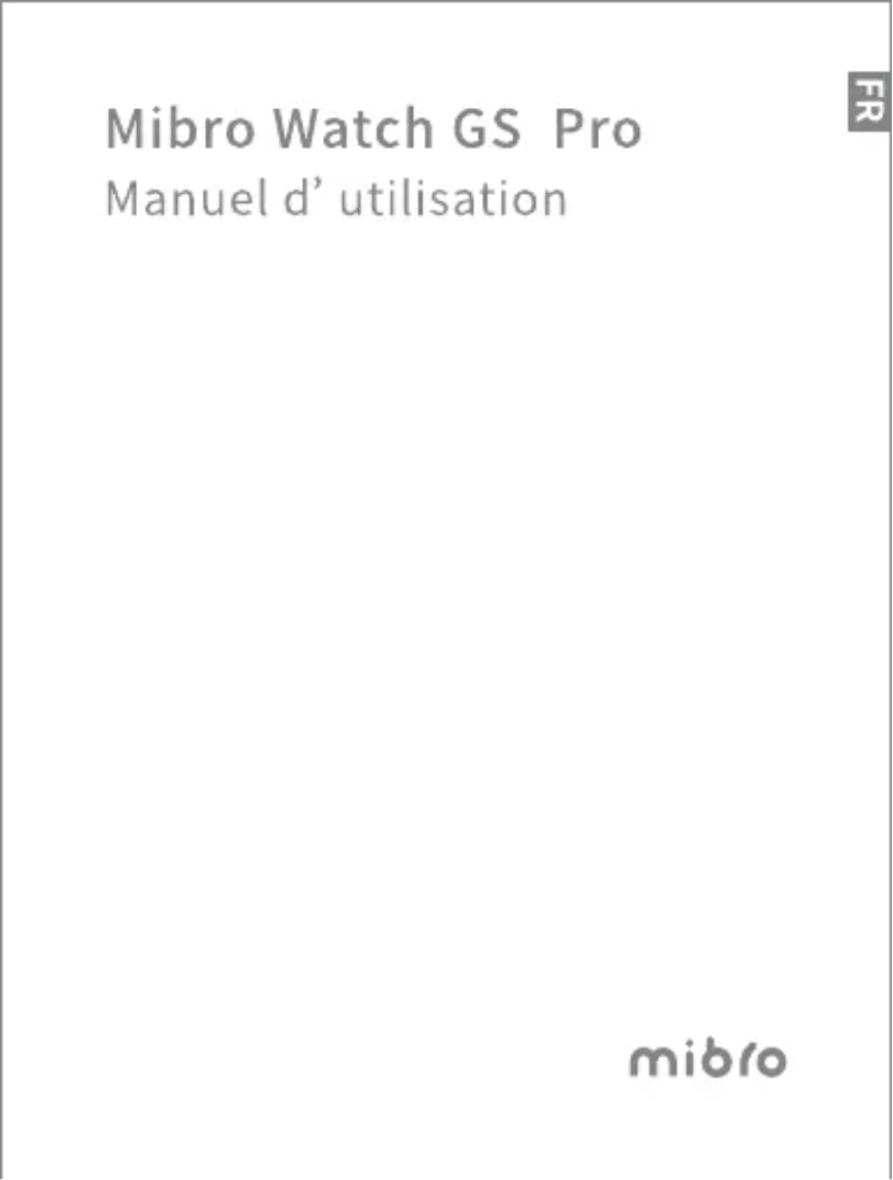 Page n°1 - Manuel utilisateur Mibro GS Pro