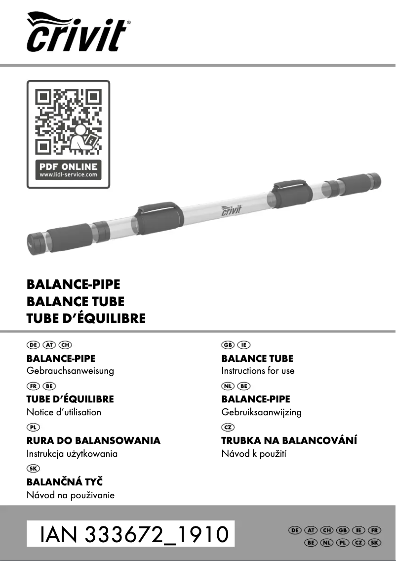 Page 1 de la notice Manuel utilisateur Crivit IAN 333672